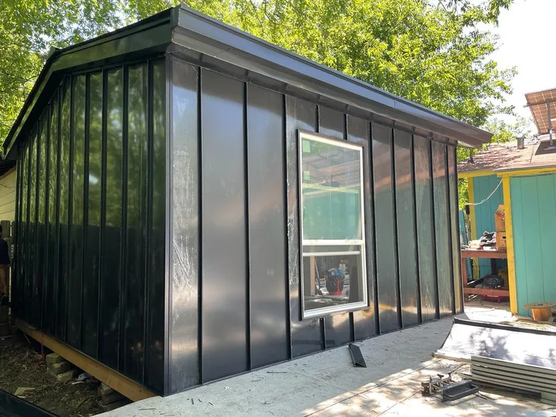 Black standing seam metal wall panels for Metal Roof Installation in Enterprise